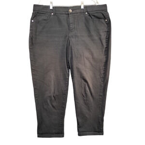 Terra & Sky Women's Cropped Skinny Leg Jeans Black Plus Size 18W 5-Pocket